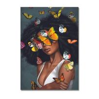 Nodic Drugelio Mergaitės Plakatas ir Spaudinys Paveikslas Abstraktus Seksualus Afrikiečių Moterų Sienų Menas Drobės Tapyba Moderniam Svetainės Dekorui 21*30cm