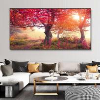 Kraštovaizdis Miškas Ruduo medis Raudoni lapai Drobė Tapyba Plakatai ir spaudiniai Sienos Menas Nuotraukos Svetainė Namų dekoras Be rėmelio 20*40cm red