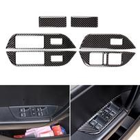 Tikros anglies pluošto automobilio salono lango jungiklio skydelio jungiklio mygtuko rėmo dangtelio apdaila, skirta VW Touareg 2011 - black