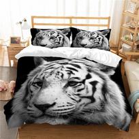 3D Tiger Print Pillowcase and Quilt Cover Family Bedding Set Bedroom Comfortable Bedding Full Size 2/3 Pieces EU Single 135x200cm black