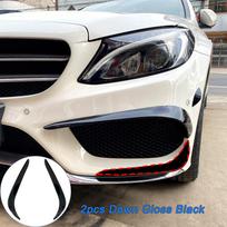 6 vnt. Automobilio priekinio rūko žibinto grotelių dekoratyviniai dangteliai lipdukai Mercedes Benz C klasės W205 2015-2018 C180 C200 C260 C43 2pc Down Gloss Black gray