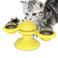 Aukštos kokybės vėjo malūnėlio žaislai naminiams gyvūnėliams katėms dėlionės besisukantis patefonas su šepetėliu Cat Žaidimas Žaidimai Žaislai Vėjo malūnėlis Kačiukas Interaktyvūs žaislai Reikmenys Naminiai gyvūnai geltona