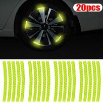 20 vnt. Atspindinčios automobilio ratų lipdukai Anti Scratch Automobilio kėbulo dekoratyvinės ratlankių juostelės Įspėjamoji juosta Pravažiuojantiems automobiliams, motociklams 20pcs yellow