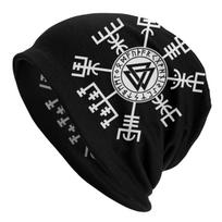 Vikingų Kaukolės Kepurės Kompasas Vegvisir Valknuto Simbolis Runos Skrybėlė Žieminė Šilta Kepuraitė Kepurės Unisex Slidinėjimo Kepurė One Size