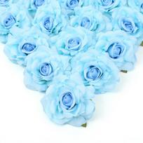 20Pcs Stemless Artificial Flower Heads In Bulk Silk Rose Flowers Heads for DIY Wedding Bouquets Floral Party Tables Home Decorations mėlyna