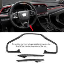 Honda Civic 10th 2016 2017 2018 3 vnt. anglies pluošto stiliaus automobilio vairo rėmo dangtelio apdailos lipdukai