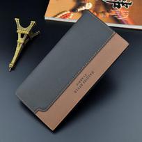 Vintažinės mados vyriškos ilgos piniginės dirbtinės odos kortelių laikiklis Bifold piniginės verslo piniginė 18.5*9.5*1.8cm tamsiai ruda spalva