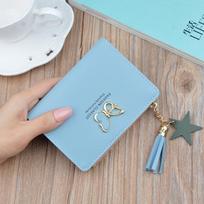 Butterfly miela mini piniginė kutai, odiniai kortelių laikikliai, vintažinio dizaino moteriškos mados bifold piniginės 12cm*9cm*1.8cm mėlyna