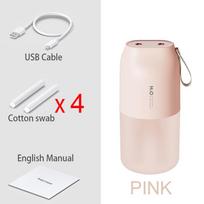 Belaidis oro drėkintuvas USB nešiojamas aromatų difuzorius 2000mah baterija įkraunamas Umidificador eterinių aliejų drėkintuvas PINK 4 Filters white