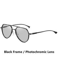 AORON aliuminio magnio rėmelis dieninis naktinis matymas fotochrominiai poliarizuoti saulės akiniai madingi lauko anti-glare UV400 akiniai žvejybai vairuojant with Glasses Bag juoda/gryna