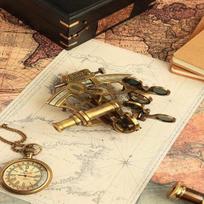J. Scott London Brass Ship History Sextant with Hardwood Box J. Scott London Brass Ship History Sextant with Hardwood Box