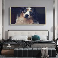 Animal oil painting pet dog long hair baby dog canvas painting office living room corridor home decoration mural No Frame 20*40cm gray