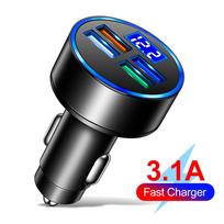4 prievadų USB automobilinis įkroviklis greito įkrovimo Pd Type C automobilinis USB įkroviklis su LED greito įkrovimo adapteriu, skirtas iPhone 14 Pro Samsung 4 USB