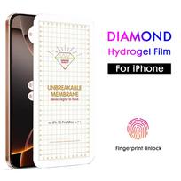 Skirta iPhone 16 15 14 13 12 mini 11 Pro Max X XR XS Max SE 2020 8 7 6 6s Plus minkšta deimantinė hidrogelio plėvelė ekrano apsauga iPhone 13 gryna
