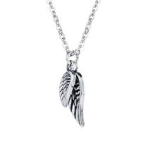 OPK Men's Feather Necklace Titanium Steel Angel Wing Pendant sidabras