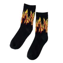 Fashion Hip Hop Hit Color On Fire Crew Sock Red Flame Blaze Power Torch Hot Warmth Street Skateboard 4 white
