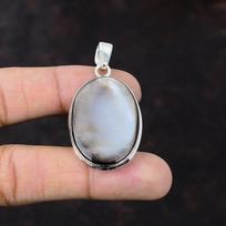 Black Mother Of Pearl Pendant 925 Sterling Silver Pendant Handmade Unique Design Jewelry Ethnic Gemstone Pendant Gift For Mom Dainty Jewelry gray