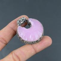 Rožinio chalcedono žalias pakabukas 925 prabos sidabro pakabukas Brangakmenių papuošalai Pusmėnulio pakabukas Rankų darbo Vintažinis pakabukas Jubiliejinės dovanos pink