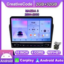 2Din 10 colių Android automobilinis stereofoninis radijas, skirtas MAZDA 3 2004-2009 su mygtuku rankenėlė Multimedijos vaizdo grotuvas GPS navigacija Carplay 2+32GB