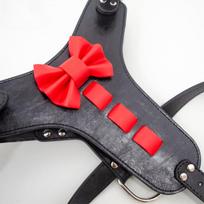 Genuine Leather Dog Harness Real Leather Dogs Training Vest With Cute Bowknot Adjustable Durable for Medium Large Pitbull Chest 62 to 82cm red