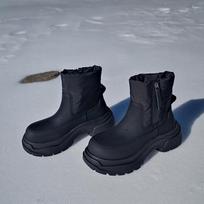 Krazing Pot  Cow Leather Wool Blend Winter Round Toe Platform Snow Boots Zipper Women Casual Keep Warm Ankle Boots 35 juoda