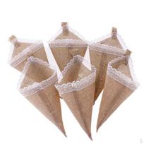 6x Rustic Hanging Burlap Pew Corn Decoration for Wedding & Home white