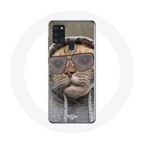 Coque Samsung Galaxy A21S Chat avec une capuche photo drole Animaux