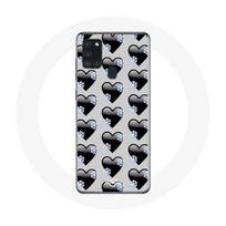 Coque Samsung Galaxy A21S Black Hearts background