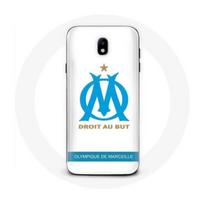 Coque pour Samsung Galaxy J7 2017 Olympique de Marseille Logo Fond Blanc