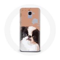 Coque pour Samsung Galaxy A6 2018 Épagneul japonais Noir et Blanc Race de chiens