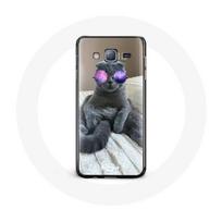 Coque pour samsung galaxy J5 2016 Chat avec Lunettes de vue violettes