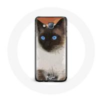 Coque pour samsung galaxy J5 2016 Siamois Noir et blanc Yeux Bleus