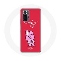 Coque pour Xiaomi Redmi Note 10 Pro BTS Bangtan Garçons BT21 Cooky Fond Rouge raudona