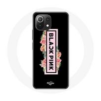 Coque pour Xiaomi Mi 11 Lite Blackpink Groupe de K-pop Logo Noir Rose Fond Noir