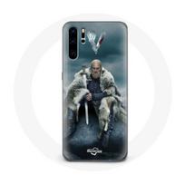 Coque pour Huawei P30 Vikings Série Saison 6 Ragnar Lothbrok logo V Epée Gris Fond Brouillard pilka