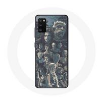 Coque pour Samsung Galaxy A41 Game of Thrones Saison 8 Le Trône de Fer Affiche Personnages Fond Gris pilka