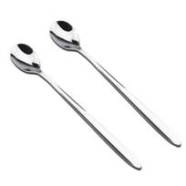 2Pcs Spoon Durable Long Handle Easy to clean Stainless Steel Soup Spoons Dinner 2pcs sidabras
