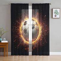 Futbolo liepsnos gradiento tiulio užuolaidos svetainei Permatomos užuolaidos miegamojo langams žaliuzės Voile užuolaidos 135W x 114H(cm) gray