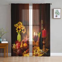 Rudens Vyno Statinių Retro Permatomos Užuolaidos Svetainei Miegamajam Tiulio Užuolaida Virtuvei Voilės Užuolaida Žaliuzės Panelės 135W x 114H(cm) brown
