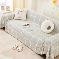 Antklodės langeliu Nordic Ins stiliaus vasarinės universalios lovoms, miegamajai sofai, dekoratyvinis Boho sofos užvalkalas, pledas iškylai su kutais 180x130cm beige