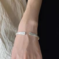 Foot Silver 999.9 Simple Stroke Lucky Elephant Bracelet Lucky Solid Bracelet Simple China-Chic Ancient Style Girlfriend Handwear Adjustable size
