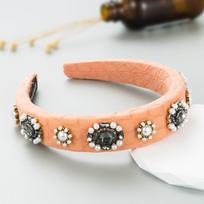 Moterų plaukų juosta Feeling Vintage Glass Crystal Pearl Plaukų kraštai Plaukų segtukas Šampūnas Galvos apdangalas OneSize mėlyna