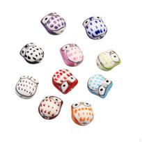 10x Ceramic Owl Beads Bulk, Spacer Beads, Jewelry Making Gifts, DIY with Hole Crafting Loose