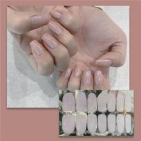 14pcs/sheet Press on Nail Simple Glitter Fake Nails Glossy Nail Stickers Finished Manicure Quick Nial 01 gray