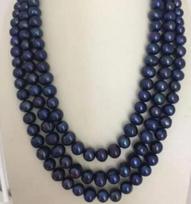 Three strands tahitian baroque 8-9mm black blue pearl necklace 17 18 19 white