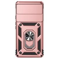 For Google Pixel 7 armor Phone Case Camera Lens Protection Metal Ring Stand Shockproof Case Google Pixel 7 rožinio aukso spalvos
