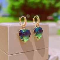 Heart Shape Crystal Drop Earrings for Women 2024 New Fashon Earring Trendy Party Jewelry wedding Accessories white