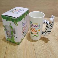 Stereo paukščių keramikos žymeklio taurė Ranka pieštas 3D gyvūnų puodelis Giraffe gray