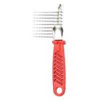 Dog Dematting Comb Rake Detangler Brush for Dogs Stainless Steel Grooming Comb Cats Pets Matted Fur Removal on Undercoat Tool Pet Supplies raudona