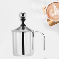 400ml Milk Frother Coffee Frothing Pitcher Stainless Steel Handheld for Cappuccino Latte gray